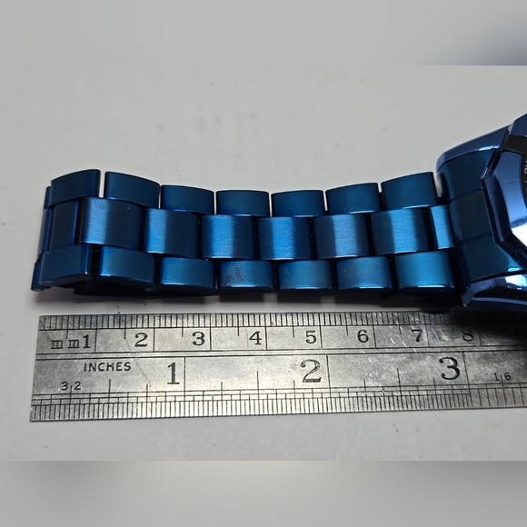 Mens Binbond 46mm Hollow Date Quartz Watch Brillant Blue 30M New Battery - Picture 8 of 10